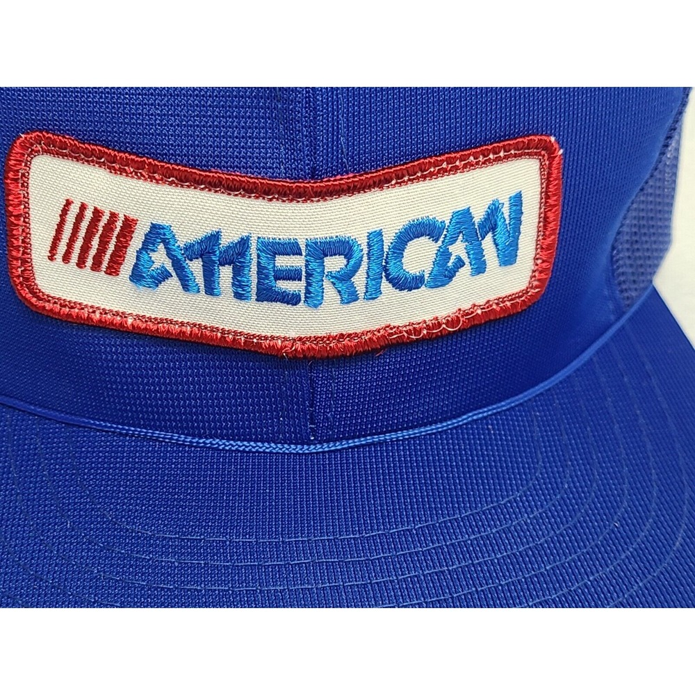 Vintage American Trucking Snapback Trucker Hat Cap 1980s Blue Mesh - Picture 2 of 6